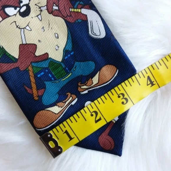 Tazmanian Devil Blue Polyester Tie "No to Golf" - Picture 4 of 8